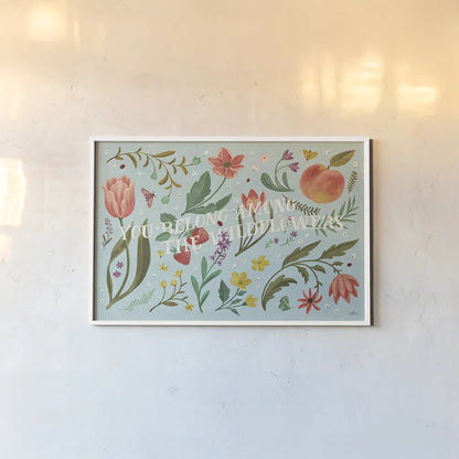 Spring Botanical IV by Janelle Penner. shown as a paper print in a white frame. Available as a archival giclee rolled canvas, fine art paper, or poster print. SKU 53480i.