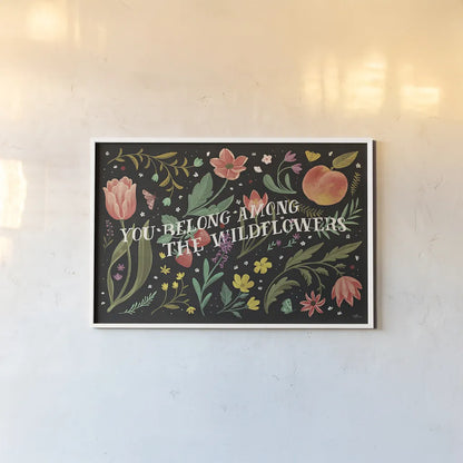 Spring Botanical IV Black by Janelle Penner. shown as a paper print in a white frame. Available as a archival giclee rolled canvas, fine art paper, or poster print. SKU 53486i.