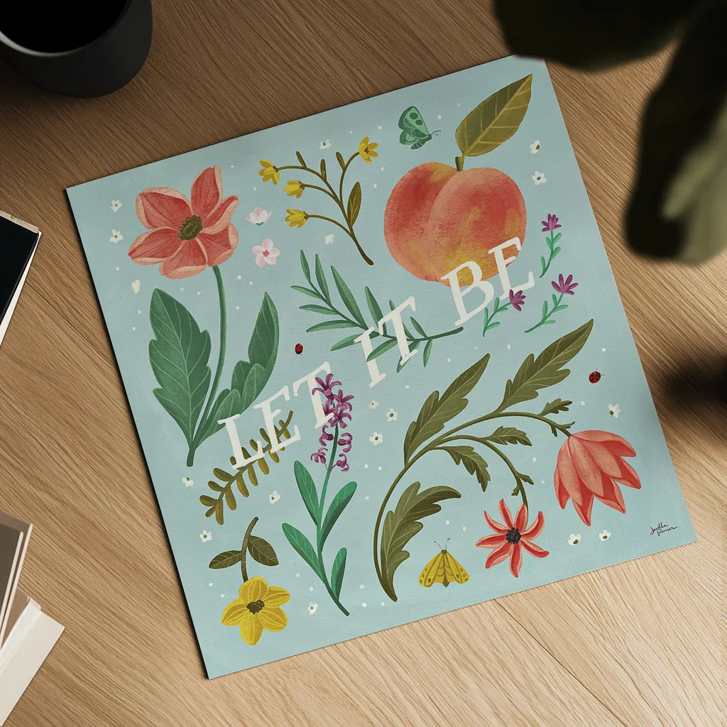Spring Botanical V by Janelle Penner. Shown as a detailed flat fine art print, highlighting archival giclee quality. Available as an archival giclee rolled canvas, fine art paper, or poster print. SKU 53481a.