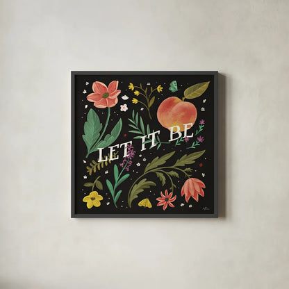 Spring Botanical V Black by Janelle Penner. Shown in a sleek black glass frame for a contemporary gallery look. Available as an archival giclee rolled canvas, fine art paper, or poster print. SKU 53487a.