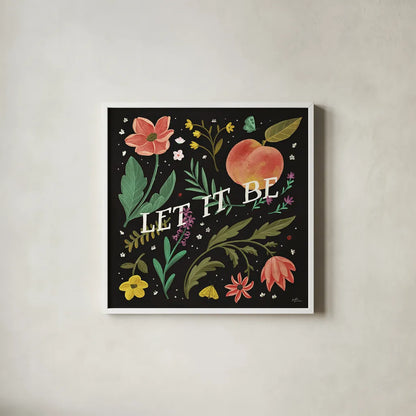 Spring Botanical V Black by Janelle Penner. Shown in a crisp white glass frame for a clean and minimalist style. Available as an archival giclee rolled canvas, fine art paper, or poster print. SKU 53487a.