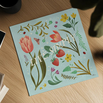 Spring Botanical VI by Janelle Penner. Shown as a detailed flat fine art print, highlighting archival giclee quality. Available as an archival giclee rolled canvas, fine art paper, or poster print. SKU 53482a.