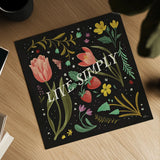 Spring Botanical VI Black by Janelle Penner. Shown as a detailed flat fine art print, highlighting archival giclee quality. Available as an archival giclee rolled canvas, fine art paper, or poster print. SKU 53488a.