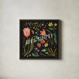 Spring Botanical VI Black by Janelle Penner. Shown in a sleek black glass frame for a contemporary gallery look. Available as an archival giclee rolled canvas, fine art paper, or poster print. SKU 53488a.