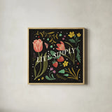 Spring Botanical VI Black by Janelle Penner. Shown in a natural wood glass frame for a timeless modern aesthetic. Available as an archival giclee rolled canvas, fine art paper, or poster print. SKU 53488a.