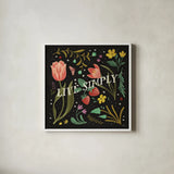 Spring Botanical VI Black by Janelle Penner. Shown in a crisp white glass frame for a clean and minimalist style. Available as an archival giclee rolled canvas, fine art paper, or poster print. SKU 53488a.