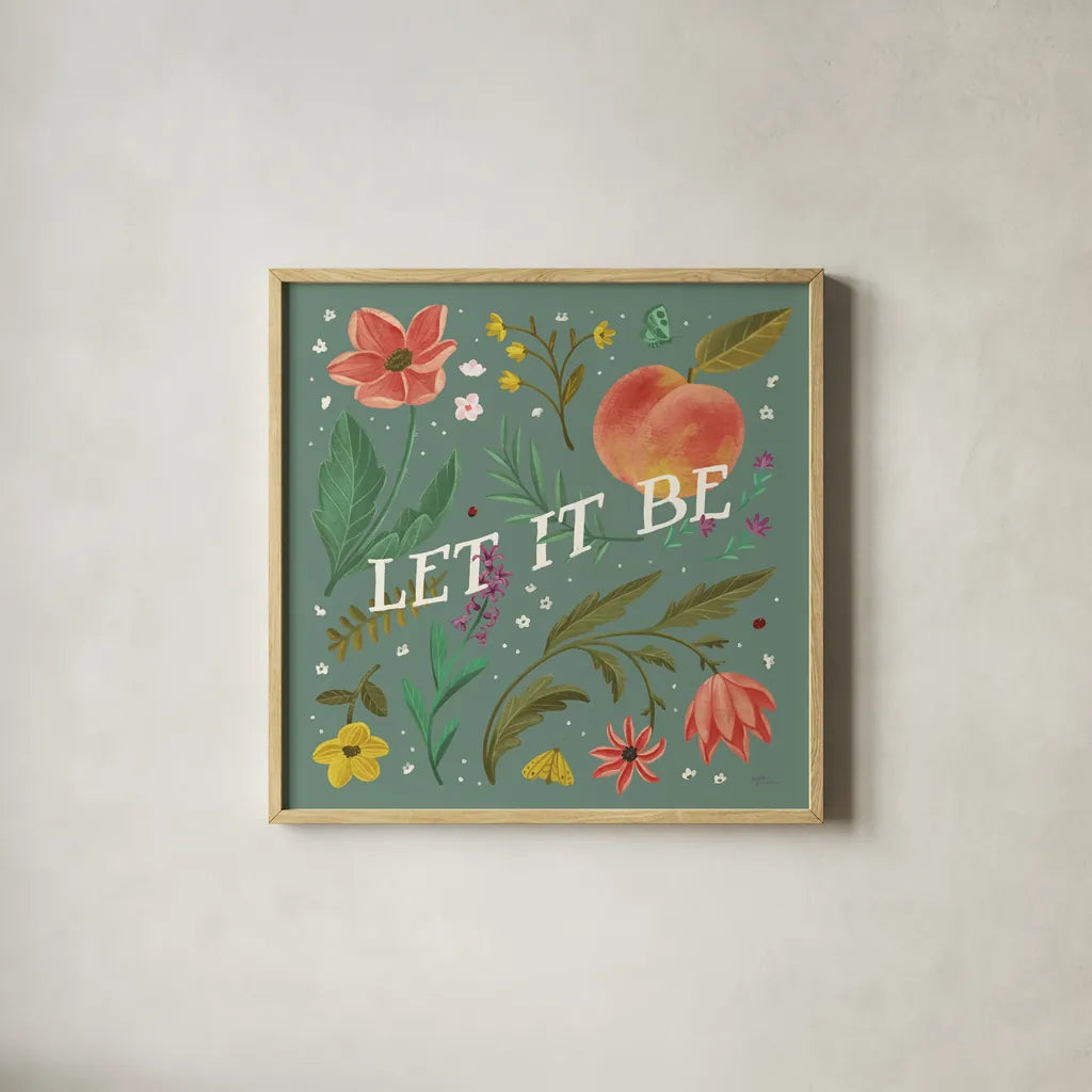 Spring Botanicals V Sage by Janelle Penner. Shown in a natural wood glass frame for a timeless modern aesthetic. Available as an archival giclee rolled canvas, fine art paper, or poster print. SKU 69172a.