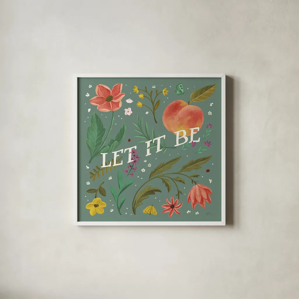 Spring Botanicals V Sage by Janelle Penner. Shown in a crisp white glass frame for a clean and minimalist style. Available as an archival giclee rolled canvas, fine art paper, or poster print. SKU 69172a.