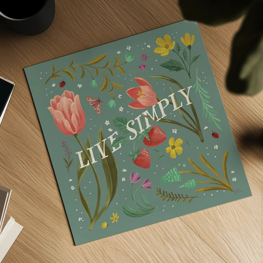 Spring Botanicals VI Sage by Janelle Penner. Shown as a detailed flat fine art print, highlighting archival giclee quality. Available as an archival giclee rolled canvas, fine art paper, or poster print. SKU 69173a.