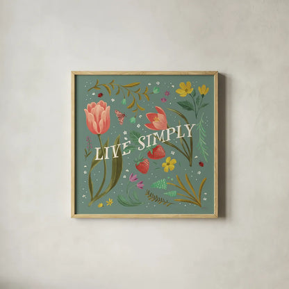 Spring Botanicals VI Sage by Janelle Penner. Shown in a natural wood glass frame for a timeless modern aesthetic. Available as an archival giclee rolled canvas, fine art paper, or poster print. SKU 69173a.