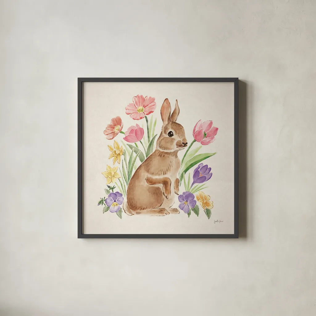 Spring Spirit II by Janelle Penner. Shown in a sleek black glass frame for a contemporary gallery look. Available as an archival giclee rolled canvas, fine art paper, or poster print. SKU 72839a.