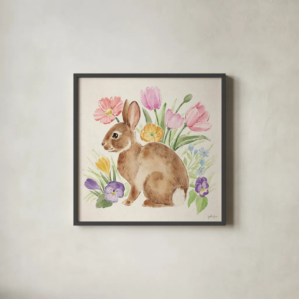 Spring Spirit III by Janelle Penner. Shown in a sleek black glass frame for a contemporary gallery look. Available as an archival giclee rolled canvas, fine art paper, or poster print. SKU 72840a.