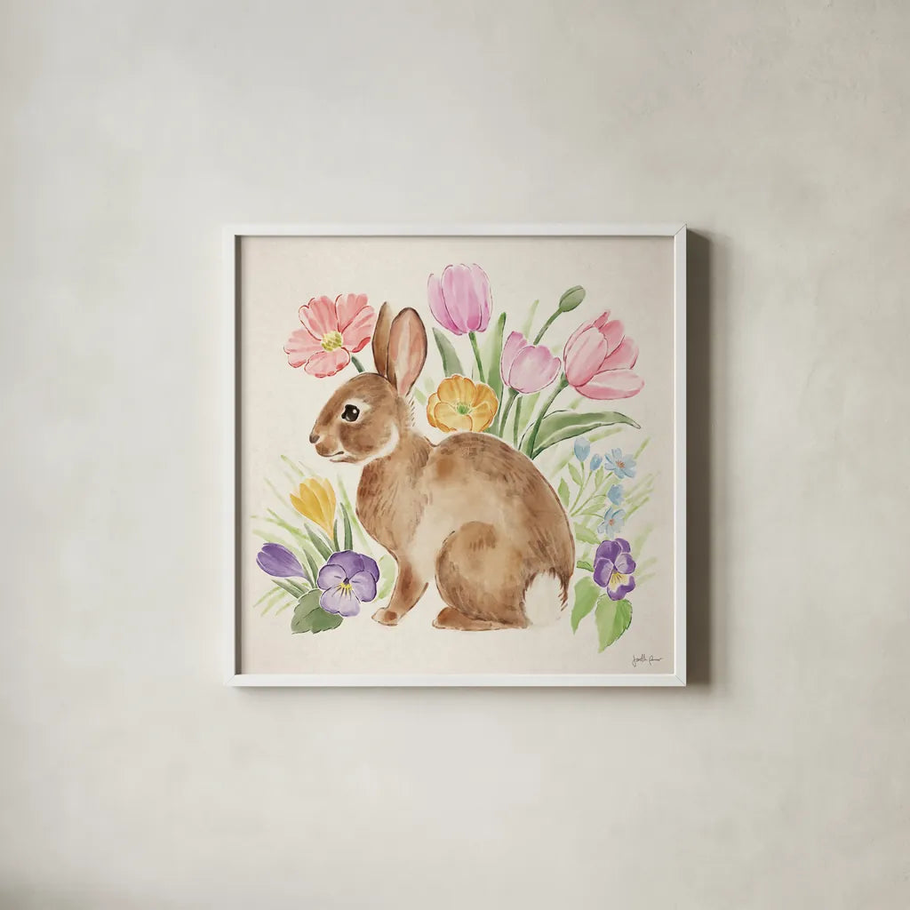Spring Spirit III by Janelle Penner. Shown in a crisp white glass frame for a clean and minimalist style. Available as an archival giclee rolled canvas, fine art paper, or poster print. SKU 72840a.