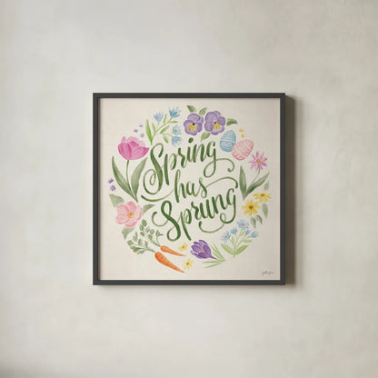 Spring Spirit IV by Janelle Penner. Shown in a sleek black glass frame for a contemporary gallery look. Available as an archival giclee rolled canvas, fine art paper, or poster print. SKU 72841a.