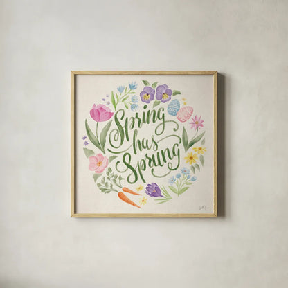 Spring Spirit IV by Janelle Penner. Shown in a natural wood glass frame for a timeless modern aesthetic. Available as an archival giclee rolled canvas, fine art paper, or poster print. SKU 72841a.