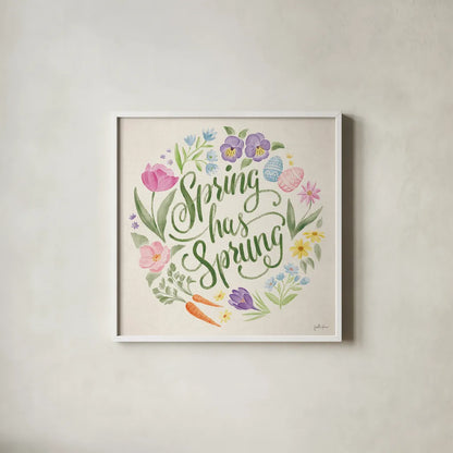 Spring Spirit IV by Janelle Penner. Shown in a crisp white glass frame for a clean and minimalist style. Available as an archival giclee rolled canvas, fine art paper, or poster print. SKU 72841a.