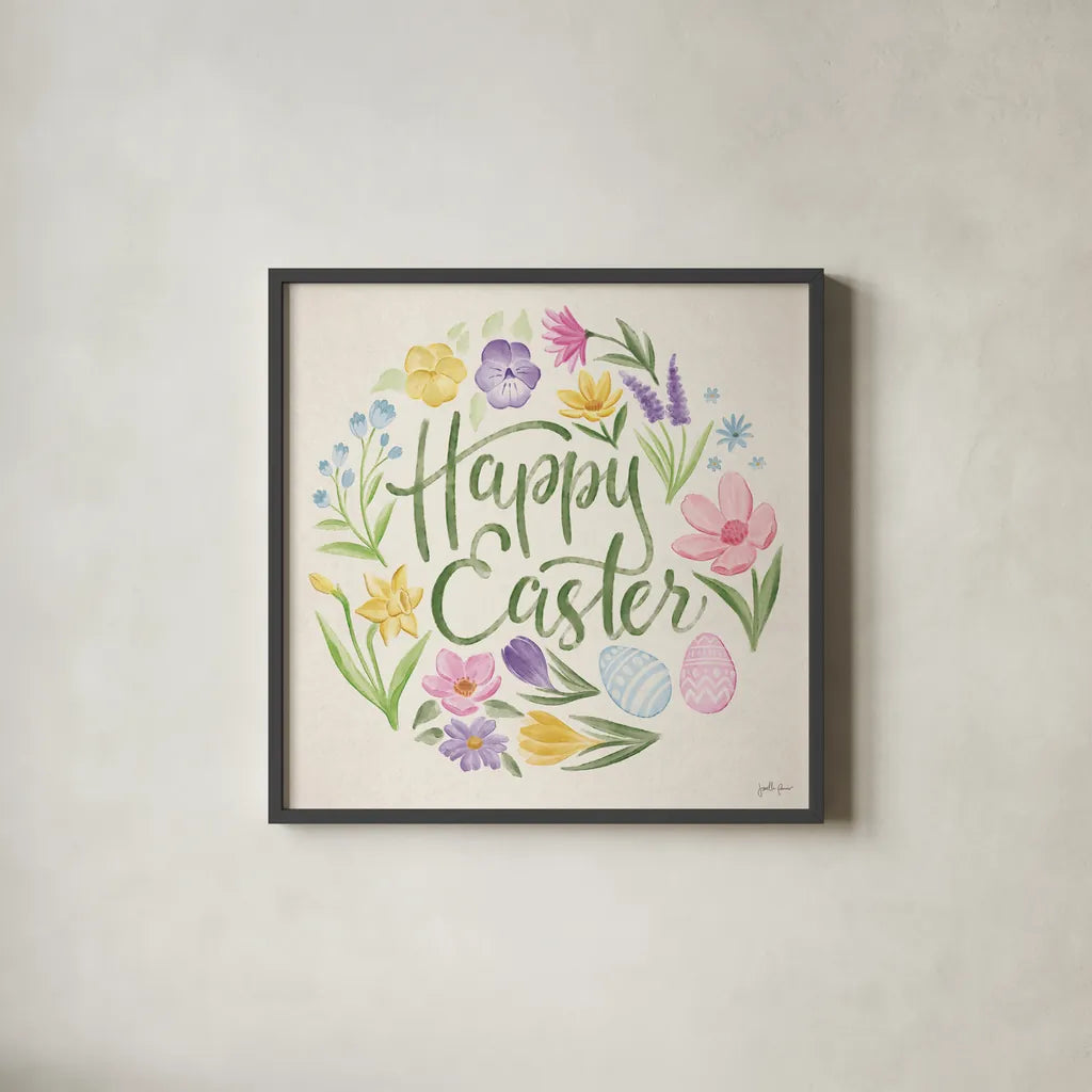 Spring Spirit V by Janelle Penner. Shown in a sleek black glass frame for a contemporary gallery look. Available as an archival giclee rolled canvas, fine art paper, or poster print. SKU 72842a.