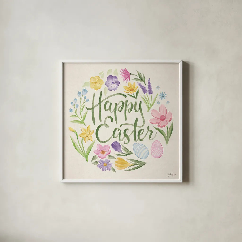 Spring Spirit V by Janelle Penner. Shown in a crisp white glass frame for a clean and minimalist style. Available as an archival giclee rolled canvas, fine art paper, or poster print. SKU 72842a.