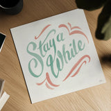 Stay A While I by Janelle Penner. Shown as a detailed flat fine art print, highlighting archival giclee quality. Available as an archival giclee rolled canvas, fine art paper, or poster print. SKU 62279a.