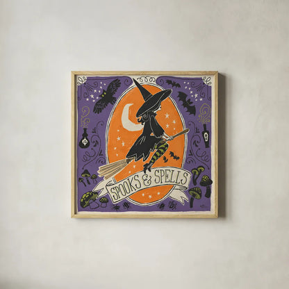 Stay Creepy II by Janelle Penner. Shown in a natural wood glass frame for a timeless modern aesthetic. Available as an archival giclee rolled canvas, fine art paper, or poster print. SKU 48276a.