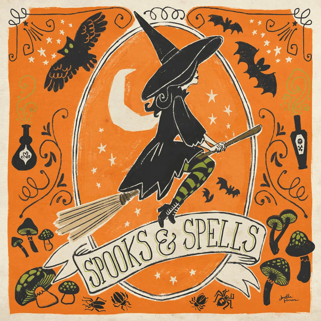 Stay Creepy II Orange by Janelle Penner. SKU 49230a. Archival Giclee Fine art print for wall decor.