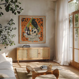 Stay Creepy IV by Janelle Penner. Shown in a natural wood frame in a cozy modern living room. Available as an archival giclee rolled canvas, fine art paper, or poster print. SKU 48278a.
