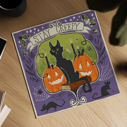 Stay Creepy V by Janelle Penner. Shown as a detailed flat fine art print, highlighting archival giclee quality. Available as an archival giclee rolled canvas, fine art paper, or poster print. SKU 48279a.