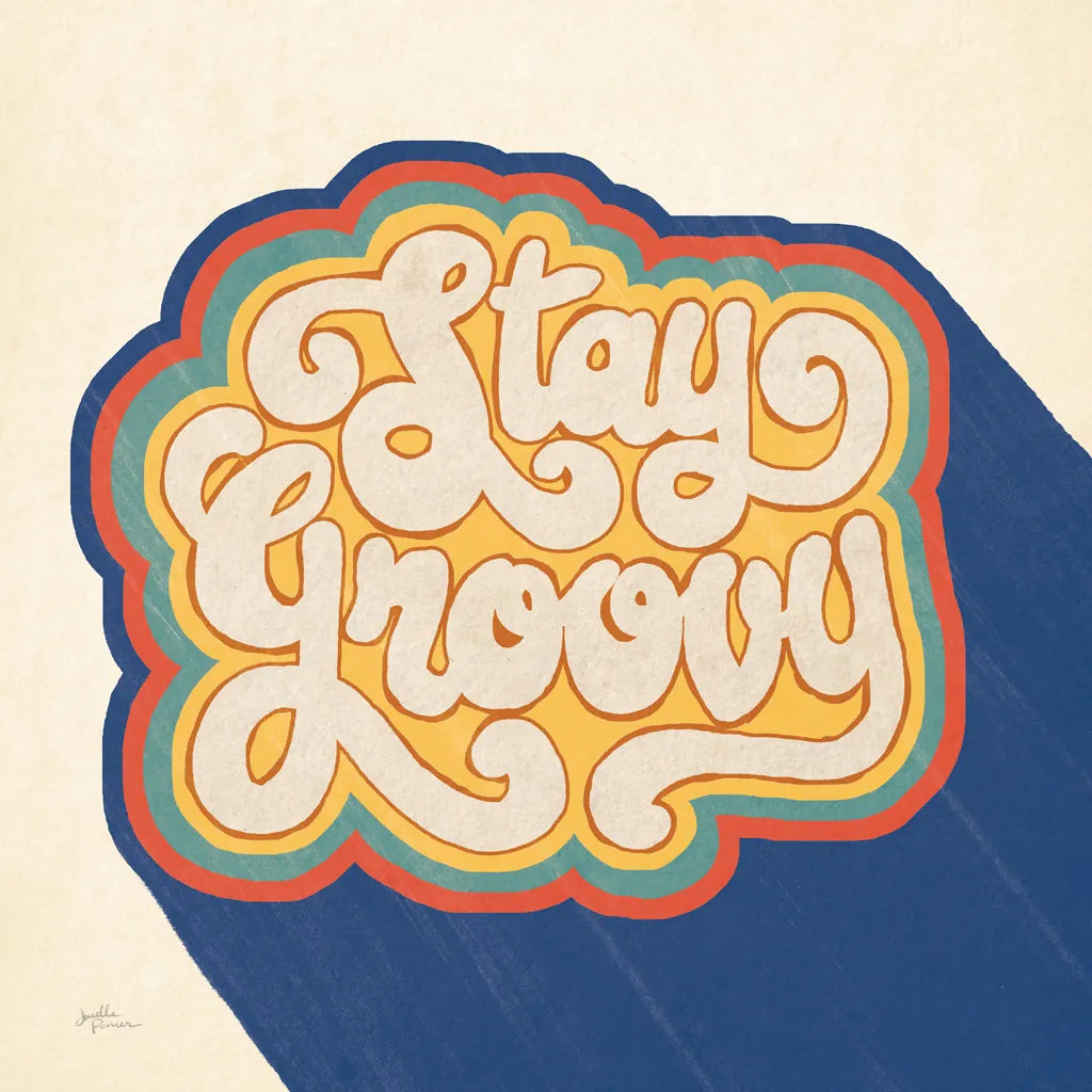 Stay Groovy I Bright by Janelle Penner. SKU 66923a. Archival Giclee Fine art print for wall decor.