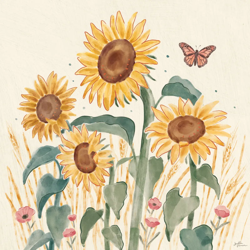Sunflower Season III Bright by Janelle Penner. SKU 77837a. Archival Giclee Fine art print for wall decor.