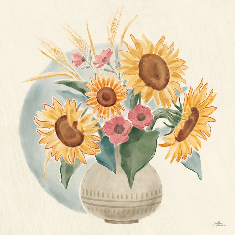 Sunflower Season IV Bright by Janelle Penner. SKU 77838a. Archival Giclee Fine art print for wall decor.