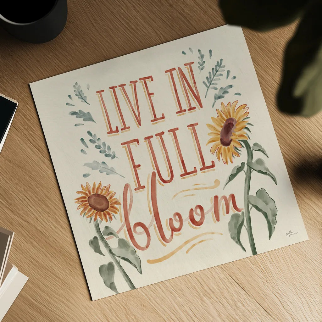 Sunflower Season VI by Janelle Penner. Shown as a detailed flat fine art print, highlighting archival giclee quality. Available as an archival giclee rolled canvas, fine art paper, or poster print. SKU 76486a.