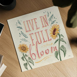 Sunflower Season VI Bright by Janelle Penner. Shown as a detailed flat fine art print, highlighting archival giclee quality. Available as an archival giclee rolled canvas, fine art paper, or poster print. SKU 77840a.