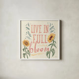 Sunflower Season VI Bright by Janelle Penner. Shown in a crisp white glass frame for a clean and minimalist style. Available as an archival giclee rolled canvas, fine art paper, or poster print. SKU 77840a.