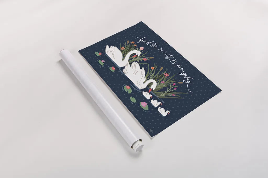 Swan Lake I by Janelle Penner. shown as a rolled paper print. Available as archival giclee rolled canvas, fine art paper, or poster print. SKU 39228i.