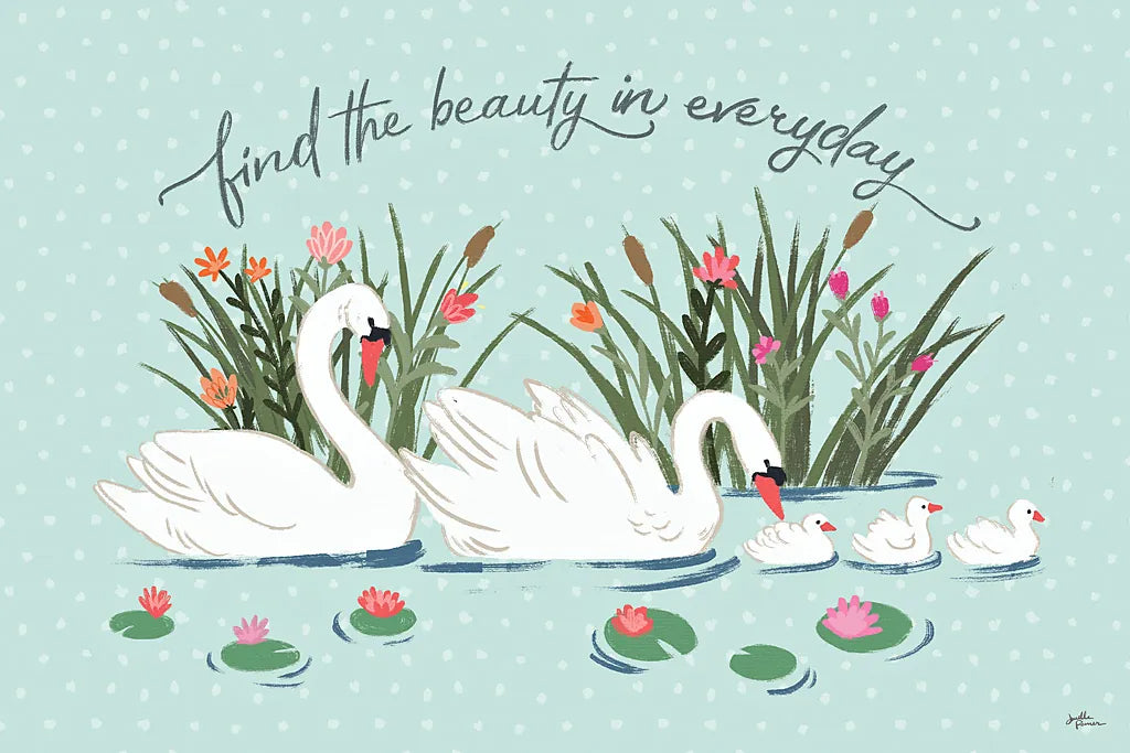 Swan Lake I Mint by Janelle Penner. SKU 39235i. Archival Giclee Fine art print for wall decor.