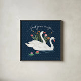 Swan Lake II by Janelle Penner. Shown in a sleek black glass frame for a contemporary gallery look. Available as an archival giclee rolled canvas, fine art paper, or poster print. SKU 39229a.