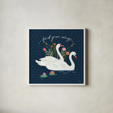 Swan Lake II by Janelle Penner. Shown in a crisp white glass frame for a clean and minimalist style. Available as an archival giclee rolled canvas, fine art paper, or poster print. SKU 39229a.