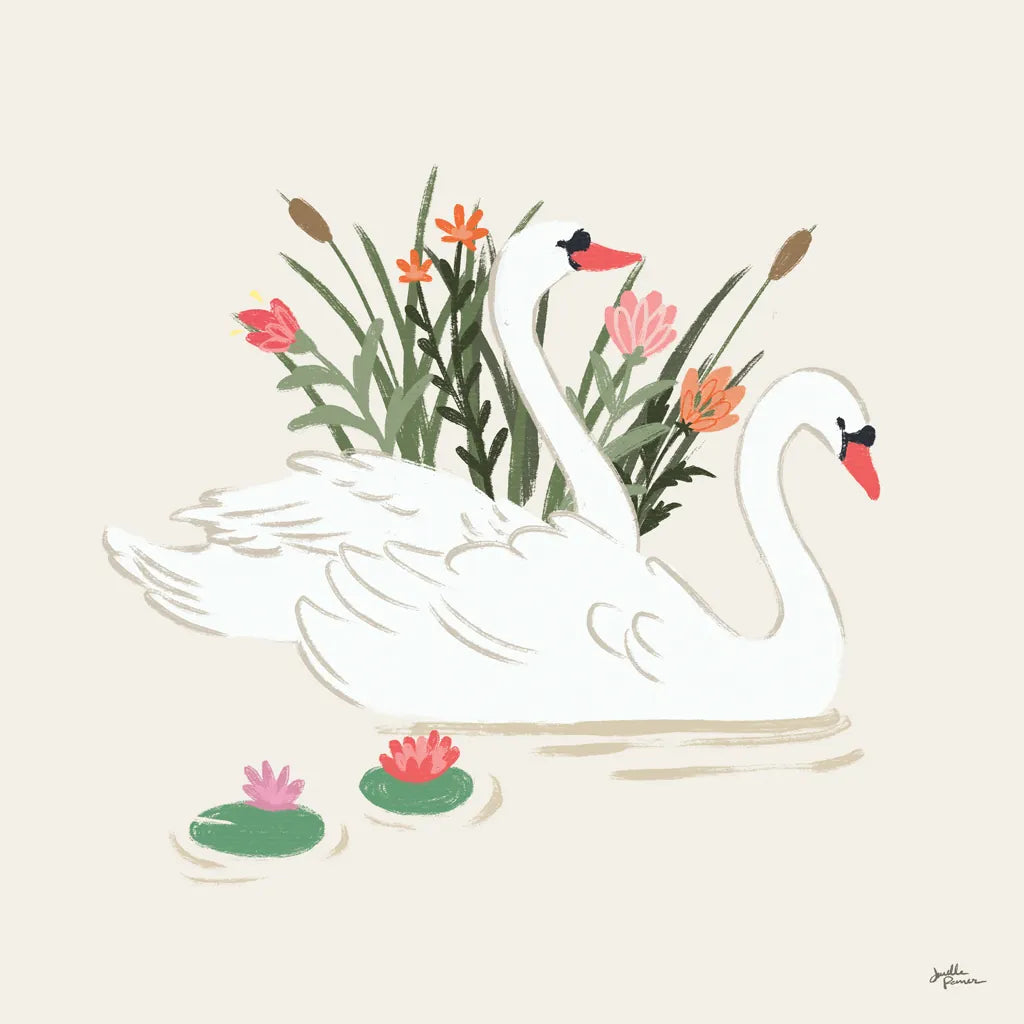 Swan Lake II Cream by Janelle Penner. SKU 99730a. Archival Giclee Fine art print for wall decor.
