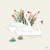Swan Lake II Cream by Janelle Penner. SKU 99730a. Archival Giclee Fine art print for wall decor.