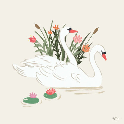 Swan Lake II Cream by Janelle Penner. SKU 99730a. Archival Giclee Fine art print for wall decor.