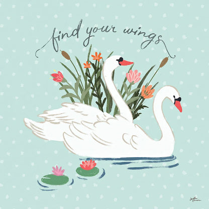 Swan Lake II Mint by Janelle Penner. SKU 39236a. Archival Giclee Fine art print for wall decor.