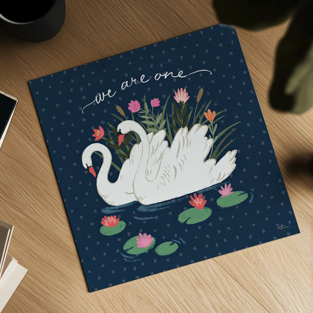 Swan Lake III by Janelle Penner. Shown as a detailed flat fine art print, highlighting archival giclee quality. Available as an archival giclee rolled canvas, fine art paper, or poster print. SKU 39230a.