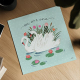 Swan Lake III Mint by Janelle Penner. Shown as a detailed flat fine art print, highlighting archival giclee quality. Available as an archival giclee rolled canvas, fine art paper, or poster print. SKU 39237a.