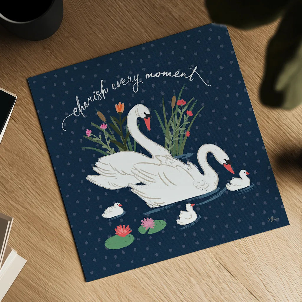 Swan Lake IV by Janelle Penner. Shown as a detailed flat fine art print, highlighting archival giclee quality. Available as an archival giclee rolled canvas, fine art paper, or poster print. SKU 39231a.