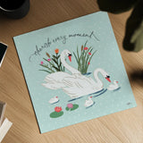 Swan Lake IV Mint by Janelle Penner. Shown as a detailed flat fine art print, highlighting archival giclee quality. Available as an archival giclee rolled canvas, fine art paper, or poster print. SKU 39238a.