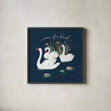 Swan Lake V by Janelle Penner. Shown in a sleek black glass frame for a contemporary gallery look. Available as an archival giclee rolled canvas, fine art paper, or poster print. SKU 39232a.