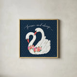 Swan Lake VI by Janelle Penner. Shown in a natural wood glass frame for a timeless modern aesthetic. Available as an archival giclee rolled canvas, fine art paper, or poster print. SKU 39233a.