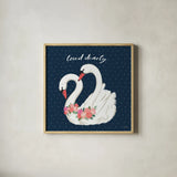 Swan Lake VI Loved by Janelle Penner. Shown in a natural wood glass frame for a timeless modern aesthetic. Available as an archival giclee rolled canvas, fine art paper, or poster print. SKU 52515a.