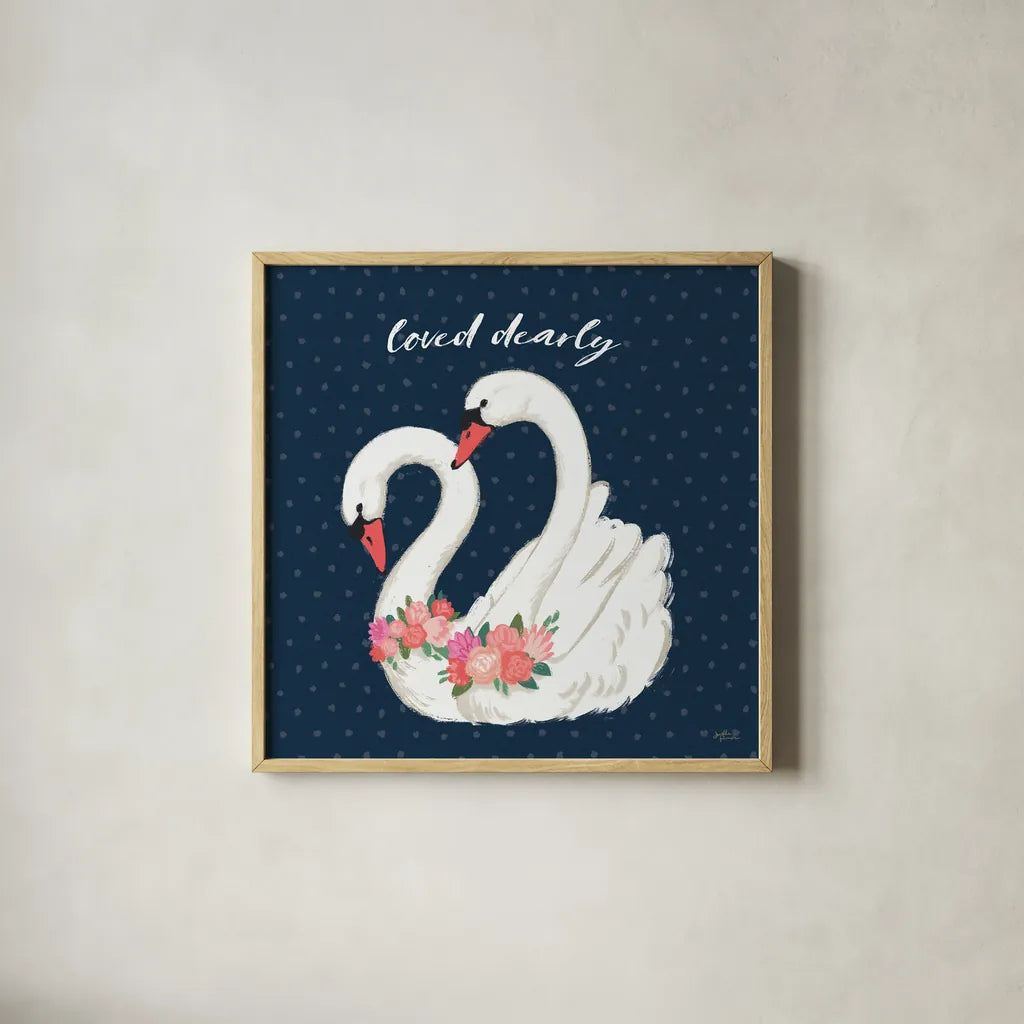 Swan Lake VI Loved by Janelle Penner. Shown in a natural wood glass frame for a timeless modern aesthetic. Available as an archival giclee rolled canvas, fine art paper, or poster print. SKU 52515a.