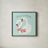 Swan Lake VI Mint by Janelle Penner. Shown in a sleek black glass frame for a contemporary gallery look. Available as an archival giclee rolled canvas, fine art paper, or poster print. SKU 39240a.